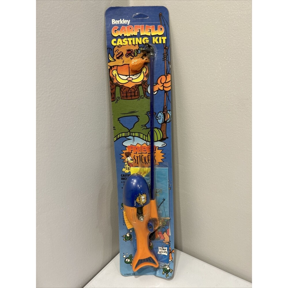Vintage Garfield The Cat Casting Kit Fishing Pole Rod Reel Combo Kids Sealed